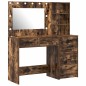 Set da toeletta 2 pezzi con LED in legno ingegnerizzato rovere affumicato Set da toeletta 2 pezzi con LED in legno ingegnerizzato rovere affumicato