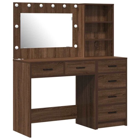 Set di Toeletta a 2 Pezzi con LED in Legno Ingegnerizzato Nero