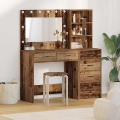 vidaXL Set da Toeletta di 2 Pezzi con LED in Legno Vecchio