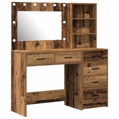 vidaXL Set da Toeletta di 2 Pezzi con LED in Legno Vecchio