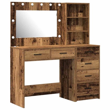 vidaXL Set da Toeletta di 2 Pezzi con LED in Legno Vecchio