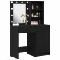 Set di 2 Pezzi di Tavolo da Trucco con LED in Legno Ingienierizzato Nero Set di 2 Pezzi di Tavolo da Trucco con LED in Legno Ingienierizzato Nero