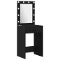 Set di 2 Pezzi di Tavolo da Trucco con LED in Legno Ingienierizzato Nero Set di 2 Pezzi di Tavolo da Trucco con LED in Legno Ingienierizzato Nero