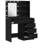 Set di 2 Pezzi di Tavolo da Trucco con LED in Legno Ingienierizzato Nero Set di 2 Pezzi di Tavolo da Trucco con LED in Legno Ingienierizzato Nero