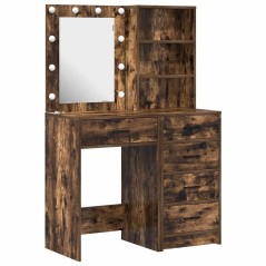 Set di Tolette a 2 Pezzi con LED in Legno Ingegnerizzato di Quercia Affumicata