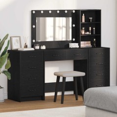 vidaXL Set di Toilette da 3 Pezzi con Specchio LED in Rovere Nero Legno Ingegnerizzato
