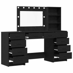vidaXL Set di Toilette da 3 Pezzi con Specchio LED in Rovere Nero Legno Ingegnerizzato