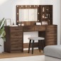 Set da toeletta a 3 pezzi con LED in legno ingiglierito nero Set da toeletta a 3 pezzi con LED in legno ingiglierito nero