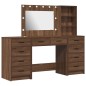 Set da toeletta a 3 pezzi con LED in legno ingiglierito nero Set da toeletta a 3 pezzi con LED in legno ingiglierito nero