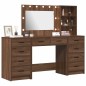 Set da toeletta a 3 pezzi con LED in legno ingiglierito nero Set da toeletta a 3 pezzi con LED in legno ingiglierito nero
