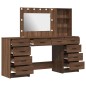 Set da toeletta a 3 pezzi con LED in legno ingiglierito nero Set da toeletta a 3 pezzi con LED in legno ingiglierito nero