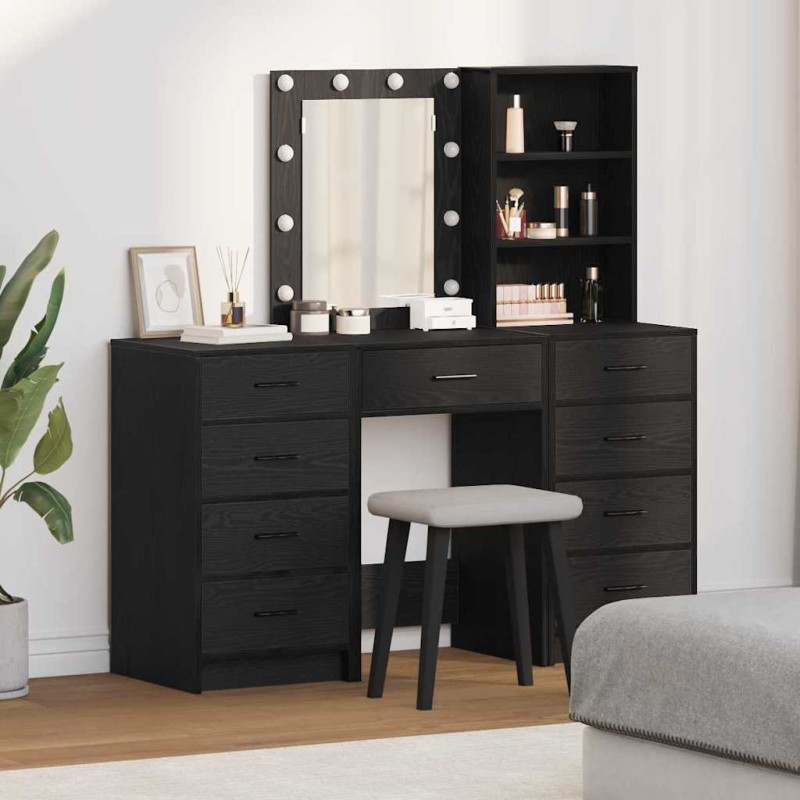 Set Trucco 3 Pezzi con LED in Legno Nero Set Trucco 3 Pezzi con LED in Legno Nero