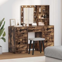 Set trucco 3 pezzi vidaXL con LED in legno ingegnerizzato rovere affumicato