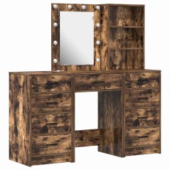 Set trucco 3 pezzi vidaXL con LED in legno ingegnerizzato rovere affumicato