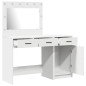 Set da Tavolo da Trucco a 2 Pezzi con LED in Legno Ingegnerizzato Bianco