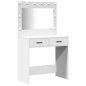 Set da Tavolo da Trucco a 2 Pezzi con LED in Legno Ingegnerizzato Bianco