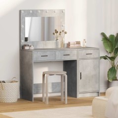 Set da Toeletta a 2 Pezzi con LED Grigio Cemento in Legno Ingegnerizzato