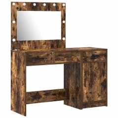 Set da Toeletta 2 Pezzi con LED in Rovere Fumè in Legno Ingegnerizzato