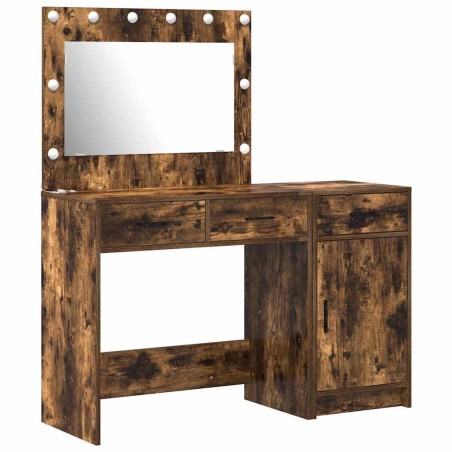 Set da Toeletta 2 Pezzi con LED in Rovere Fumè in Legno Ingegnerizzato