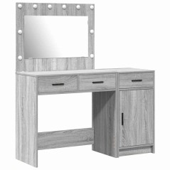 Set da 2 Pezzi per Tavolo da Trucco con LED Grigio in Legno Ingegnerizzato