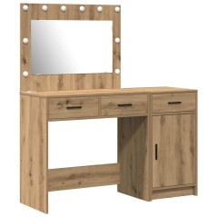 Set da Toeletta a 2 Pezzi con LED in Legno Ingegnerizzato Quercia Artigianale