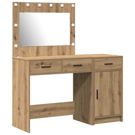 Set da Toeletta a 2 Pezzi con LED in Legno Ingegnerizzato Quercia Artigianale