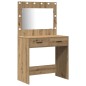 Set da Toeletta a 2 Pezzi con LED in Legno Ingegnerizzato Quercia Artigianale Set da Toeletta a 2 Pezzi con LED in Legno Ingegnerizzato Quercia Artigianale