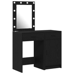 vidaXL Set di Tavoli da Trucco 2 Pezzi con LED in Legno Ingegnerizzato Nero