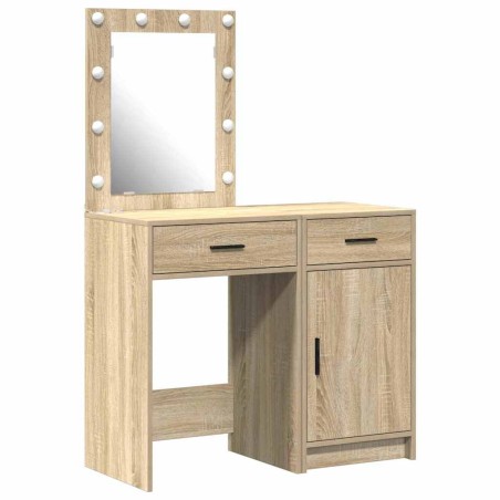 Set di 2 Pezzi per Vanity con LED in Legno Ingegnerizzato Rovere