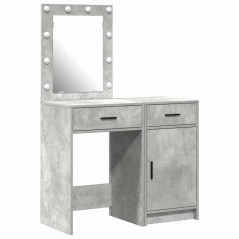 Set da toeletta in legno ingegnerizzato grigio cemento con LED - 2 pezzi