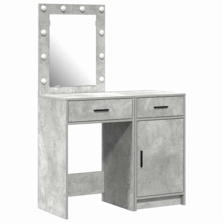 Set da toeletta in legno ingegnerizzato grigio cemento con LED - 2 pezzi