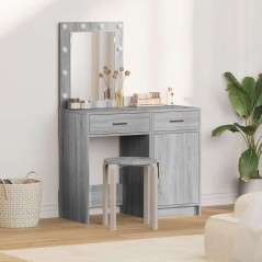 vidaXL Set da Toeletta a 2 pezzi con LED in legno ingegnerizzato grigio sonoma