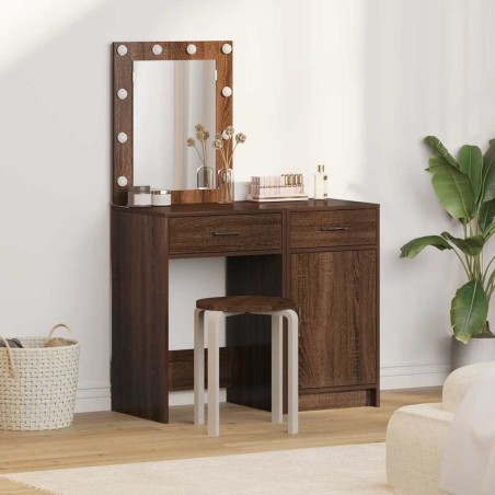 Set da 2 Pezzi per Vanity con LED in Legno Nero Ingegnerizzato