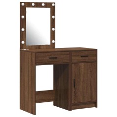 Set da 2 Pezzi per Vanity con LED in Legno Nero Ingegnerizzato