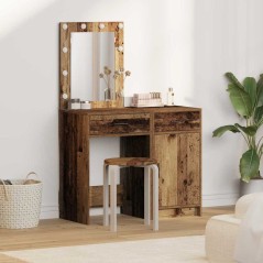 vidaXL Set di Toeletta a 2 Pezzi con LED in Finitura in Legno Antico