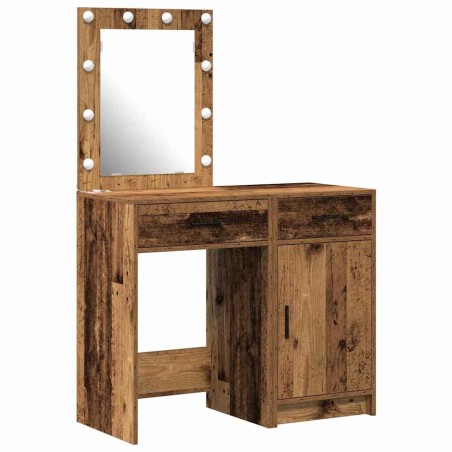 vidaXL Set di Toeletta a 2 Pezzi con LED in Finitura in Legno Antico