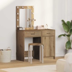 vidaXL Set di Toeletta in 2 Pezzi con LED in Legno Ingegnerizzato Rovere Artigianale