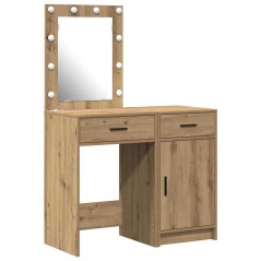 vidaXL Set di Toeletta in 2 Pezzi con LED in Legno Ingegnerizzato Rovere Artigianale