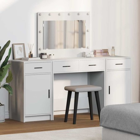 vidaXL Set toeletta 3 pezzi con LED, legno ingegnerizzato bianco