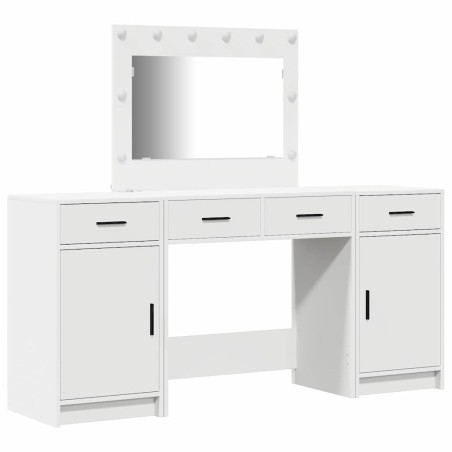 vidaXL Set toeletta 3 pezzi con LED, legno ingegnerizzato bianco
