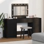 Set da Toeletta in 3 Pezzi con LED in Legno Nero Set da Toeletta in 3 Pezzi con LED in Legno Nero