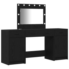 Set da Toeletta in 3 Pezzi con LED in Legno Nero