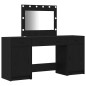 Set da Toeletta in 3 Pezzi con LED in Legno Nero Set da Toeletta in 3 Pezzi con LED in Legno Nero