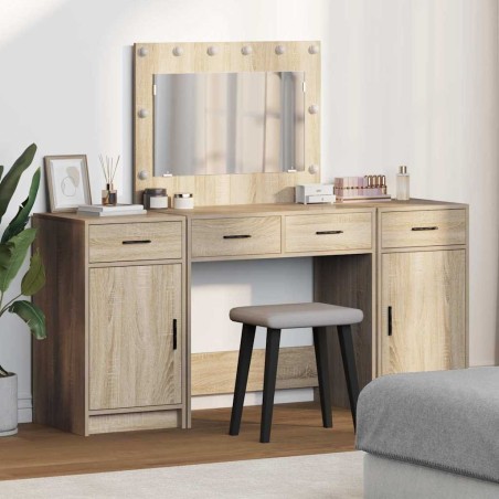 Set di toeletta a 3 pezzi con LED in Rovere Sonoma in legno ingegnerizzato