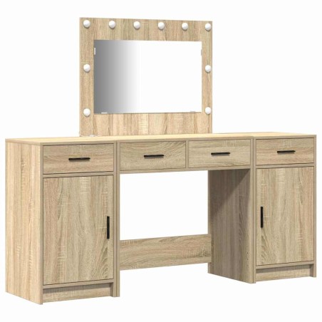 Set di toeletta a 3 pezzi con LED in Rovere Sonoma in legno ingegnerizzato
