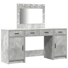 Set di 3 pezzi per toeletta con LED Grigio cemento in Legno ingegnerizzato