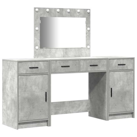 Set di 3 pezzi per toeletta con LED Grigio cemento in Legno ingegnerizzato