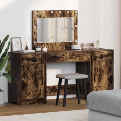 Set da toeletta 3 pezzi vidaXL con LED in legno ingegnerizzato rovere fumé