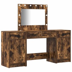 Set da toeletta 3 pezzi vidaXL con LED in legno ingegnerizzato rovere fumé
