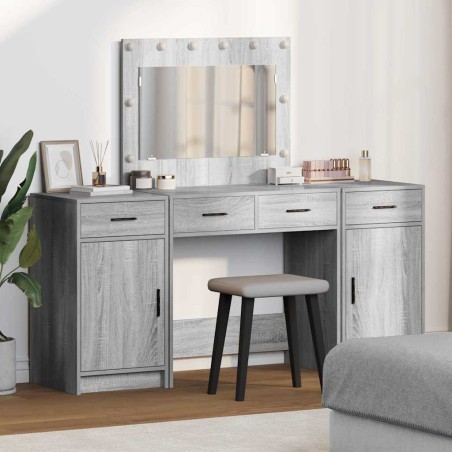 vidaXL Set di Toeletta da 3 Pezzi con LED in Grigio Sonoma in Legno Ingegnerizzato